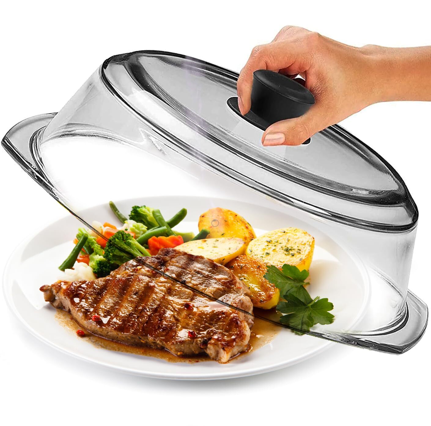 Tall Glass Microwave Splatter Cover for Food – Cookware & Bakeware Serving Di…