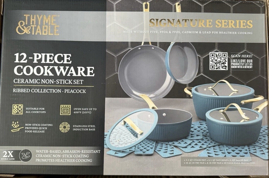 Thyme & Table 12-Piece Non-Stick Cookware Set, Signature Collection Pots