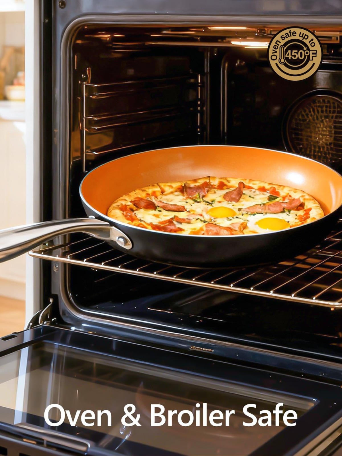 Large 14″ Ceramic Nonstick Frying Pan with Lid, Induction Compatible Skillet