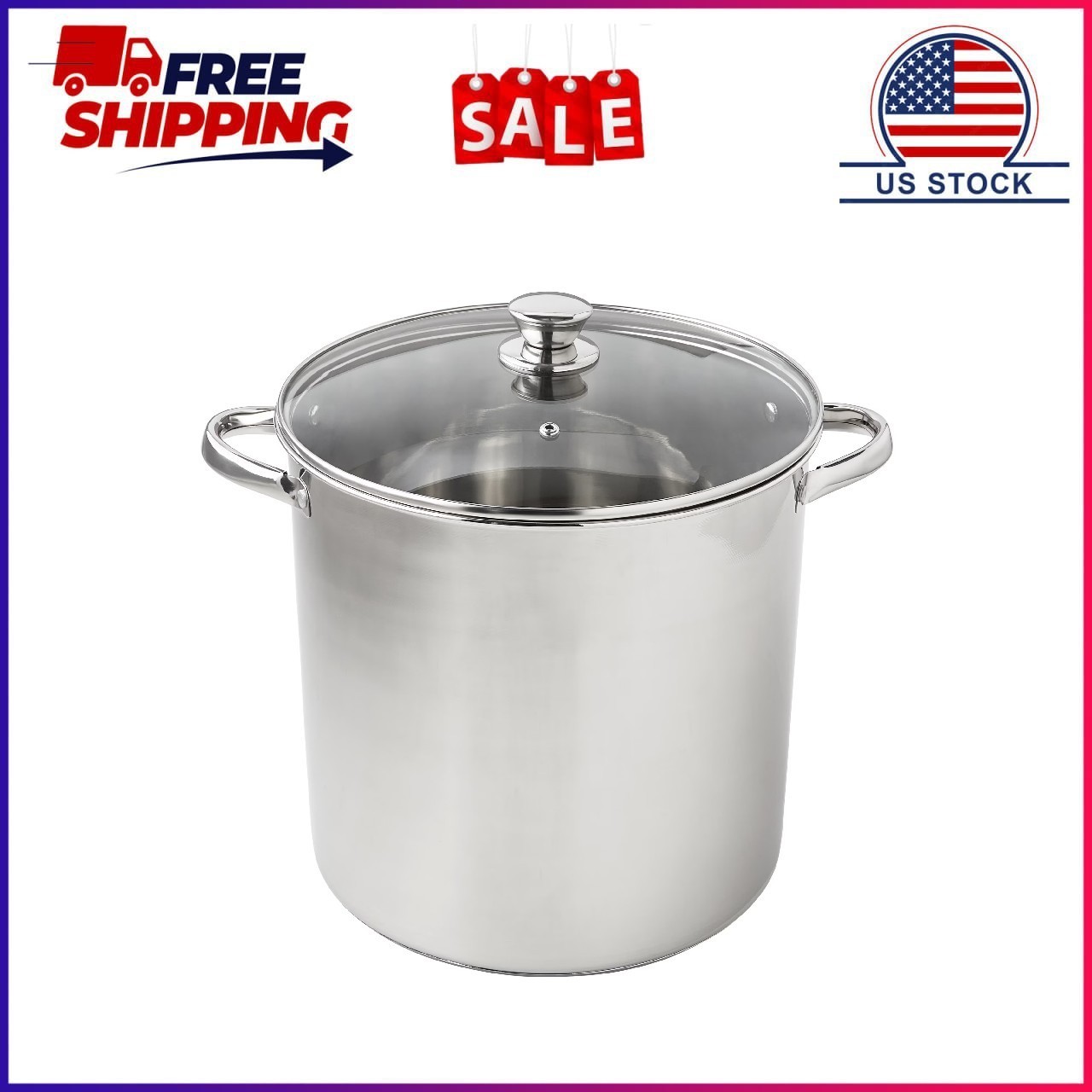 Mainstays Stainless Steel 16-Quart Stock Pot with Glass Lid