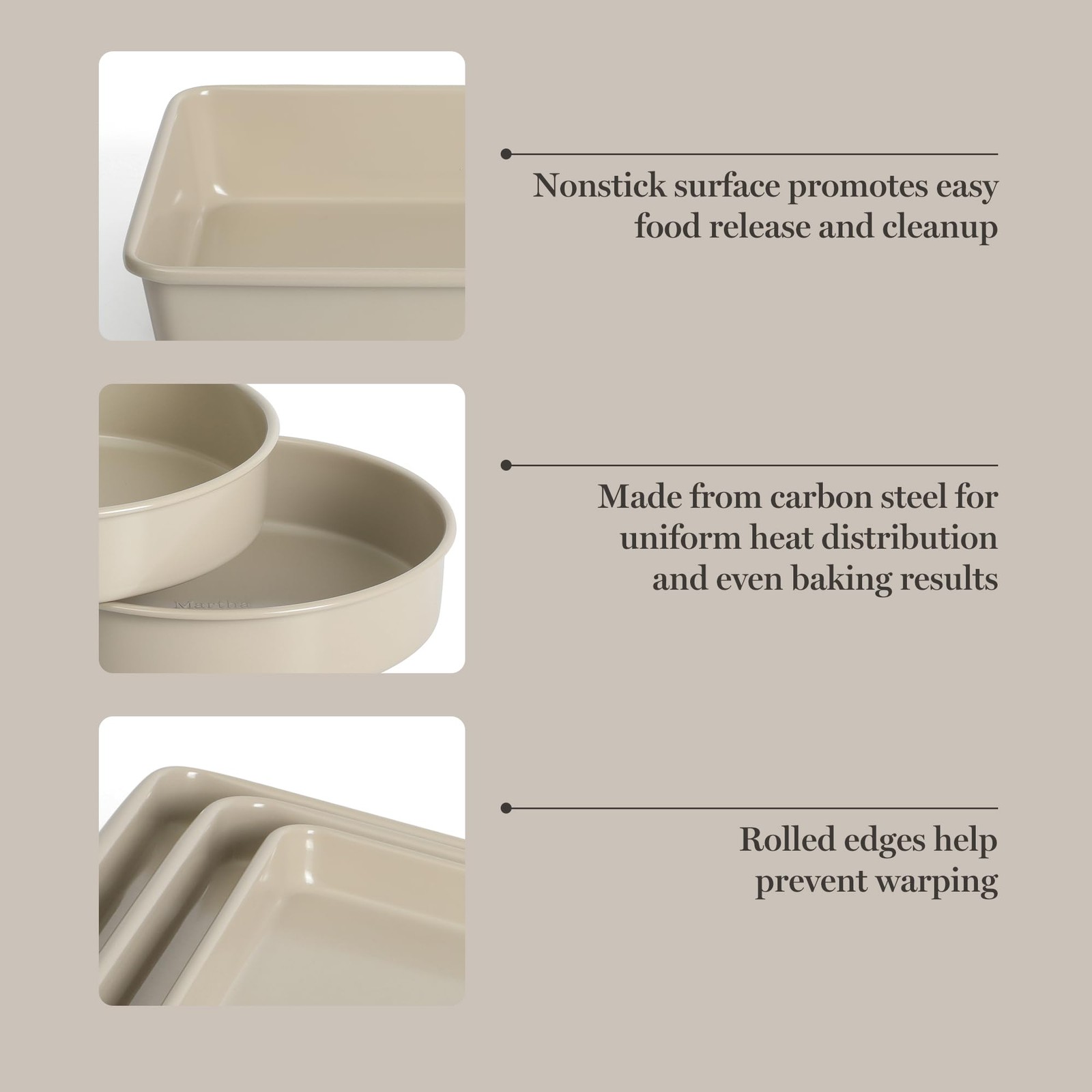 Martha Stewart Gallen 10 Piece Baking Pans 10-Piece Bakeware Set, Taupe