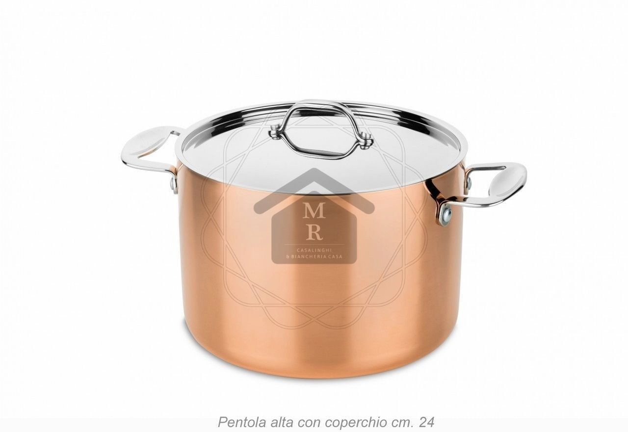 Copper-Aluminum-Stainless Steel Trimetal High Pot with Lid Tuscany Line