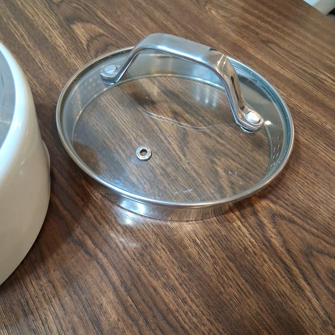 Figmint Nonstick 1 Qt. White Ceramic Coated Aluminum Saucepan & Lid NEW Cond.