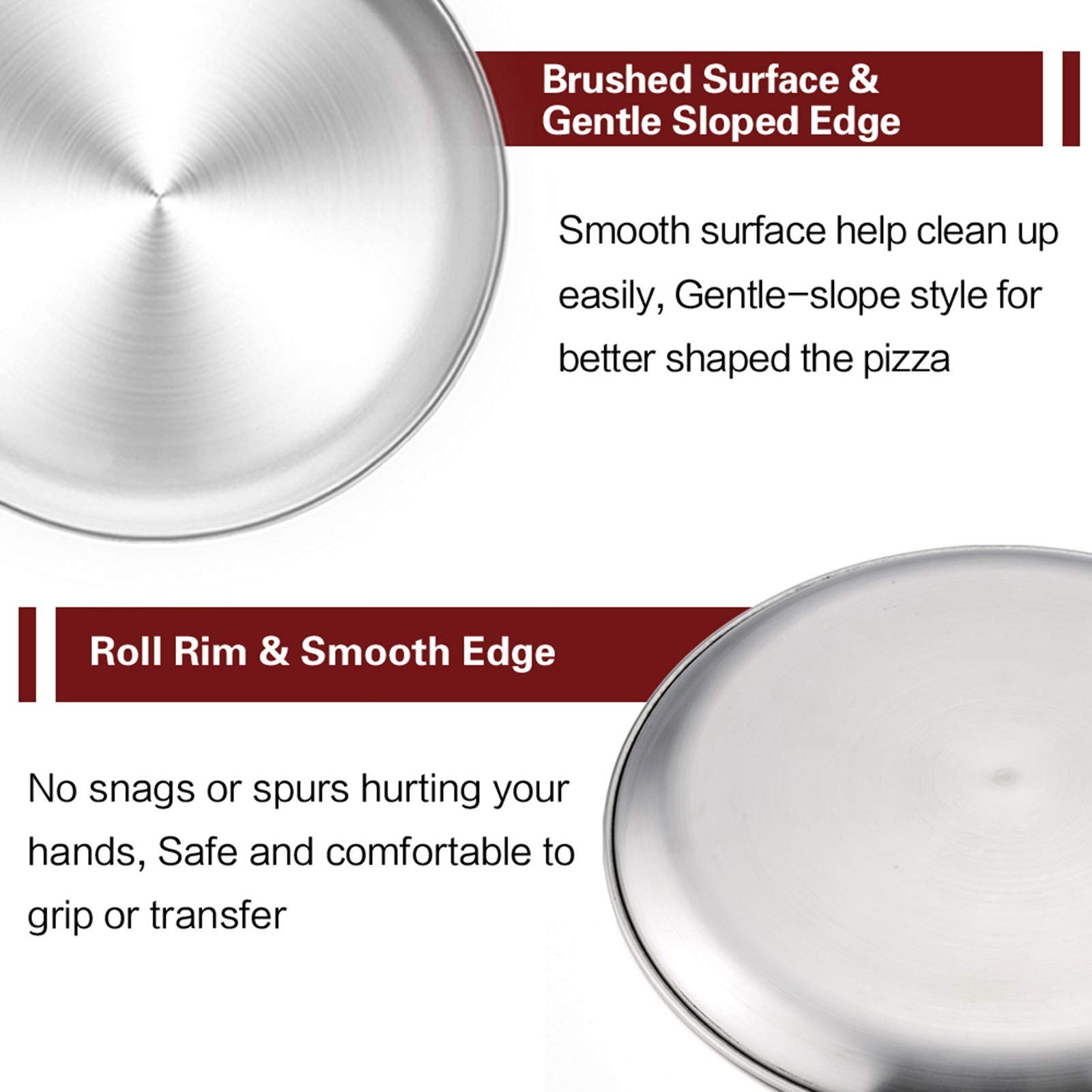 TeamFar Pizza Pan, 12 inch Pan Set Round Oven 4 PCS, Silver