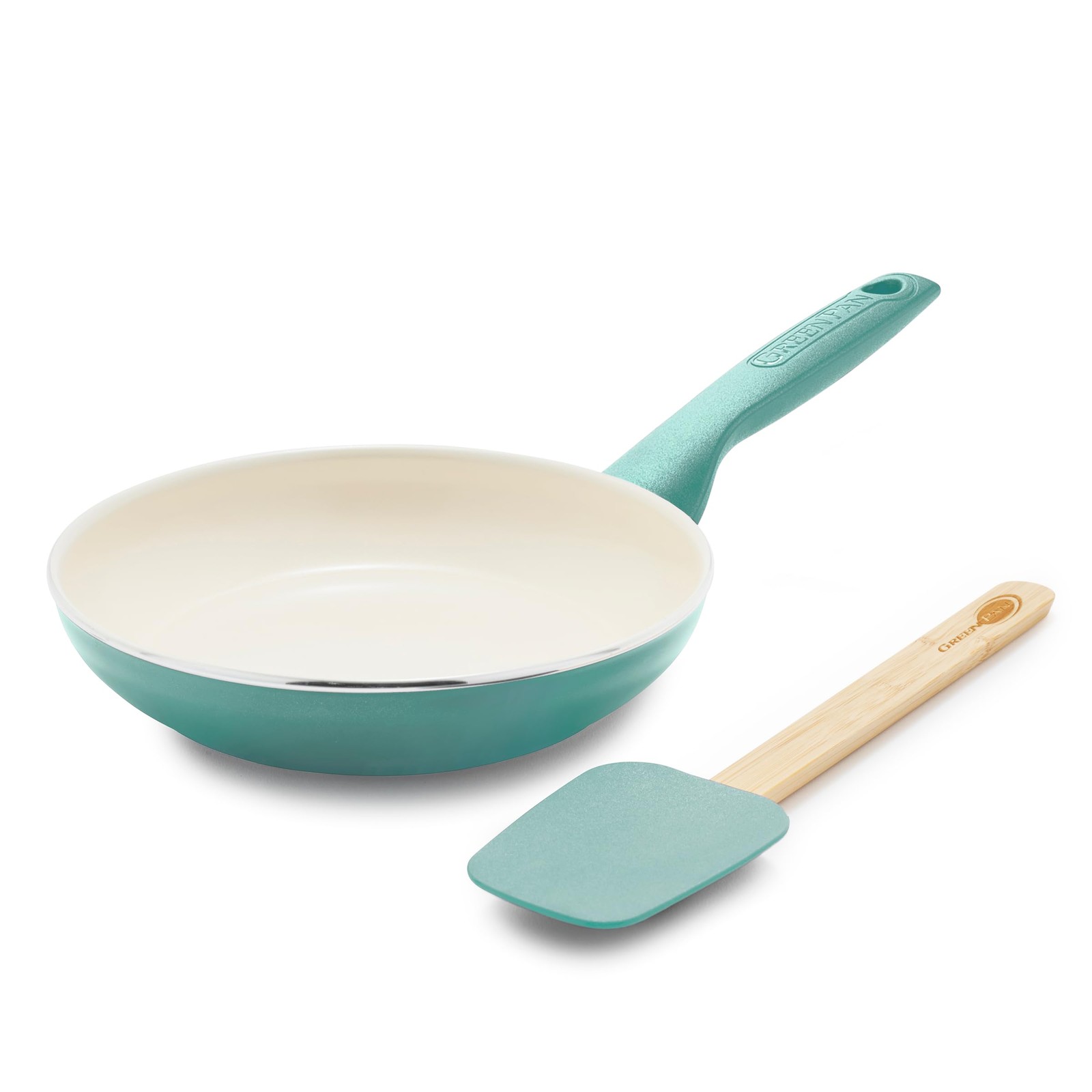 GreenPan Rio Healthy Ceramic Nonstick 8″ Frypan and Spatula Set, Turquoise