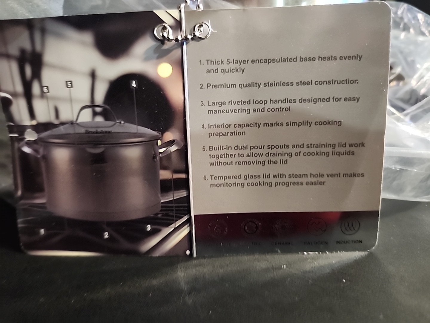 Brookstone 6 Quart Premium Stainless Steel Casserole Dish Pot Vented Lid NEW