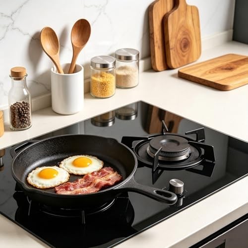 Cast Iron Skillet, Frying Pan for Grilling, Searing, Baking (10 inch with Lid)