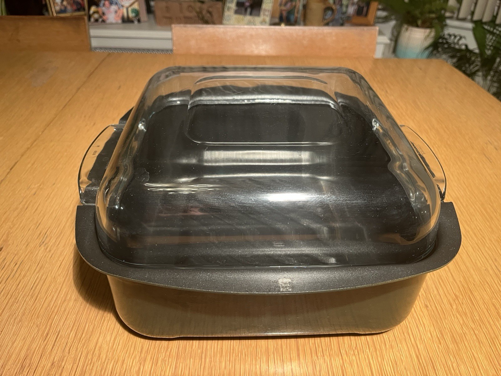 T-FAL 9 3/4” X 9 3/4” Non-stick Roaster Pan With Glass Pyrex Lid Vintage
