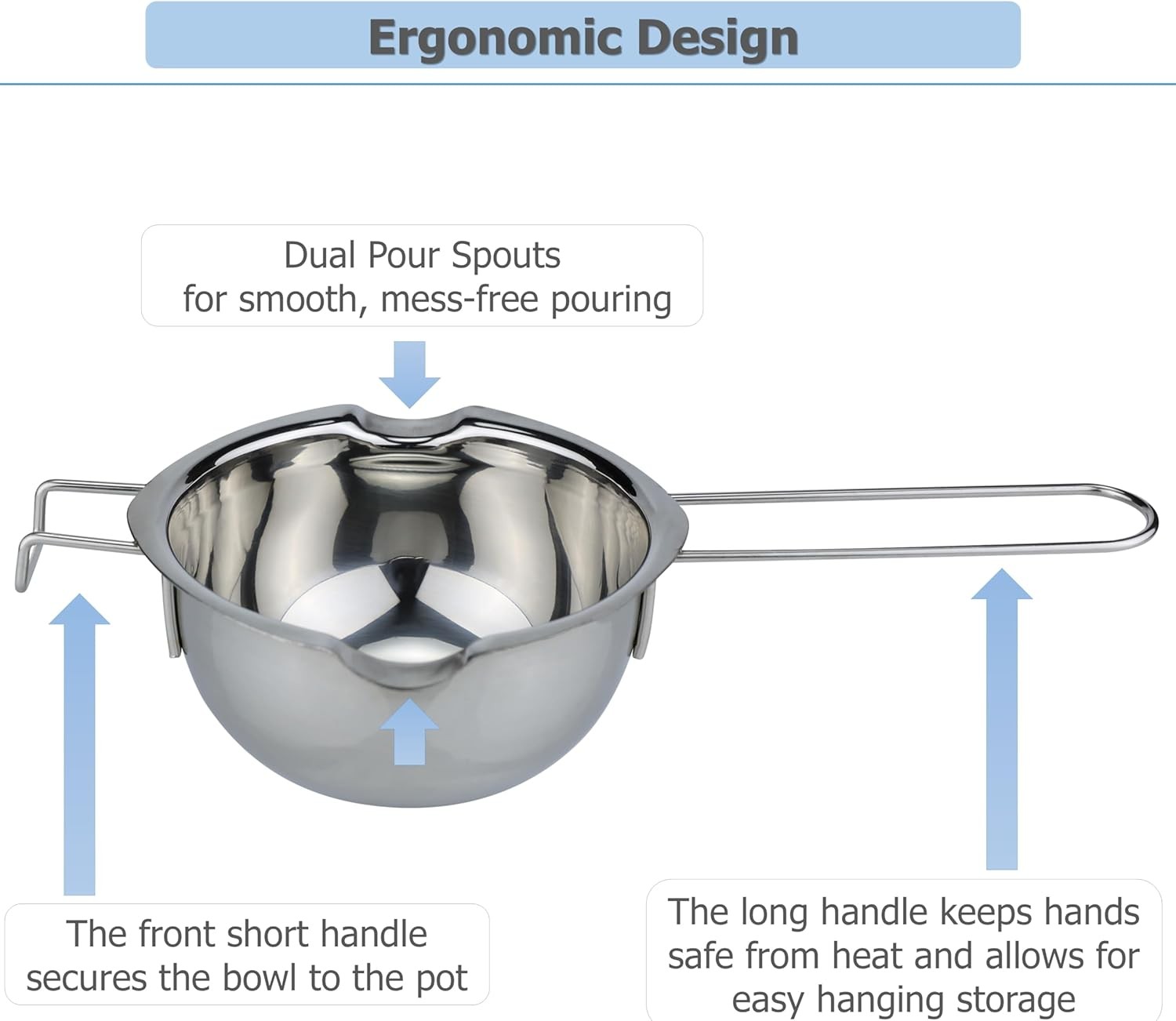 Stainless Steel Melting Bowl 400ML Double Boiler for Chocolate Candy Butter Wax