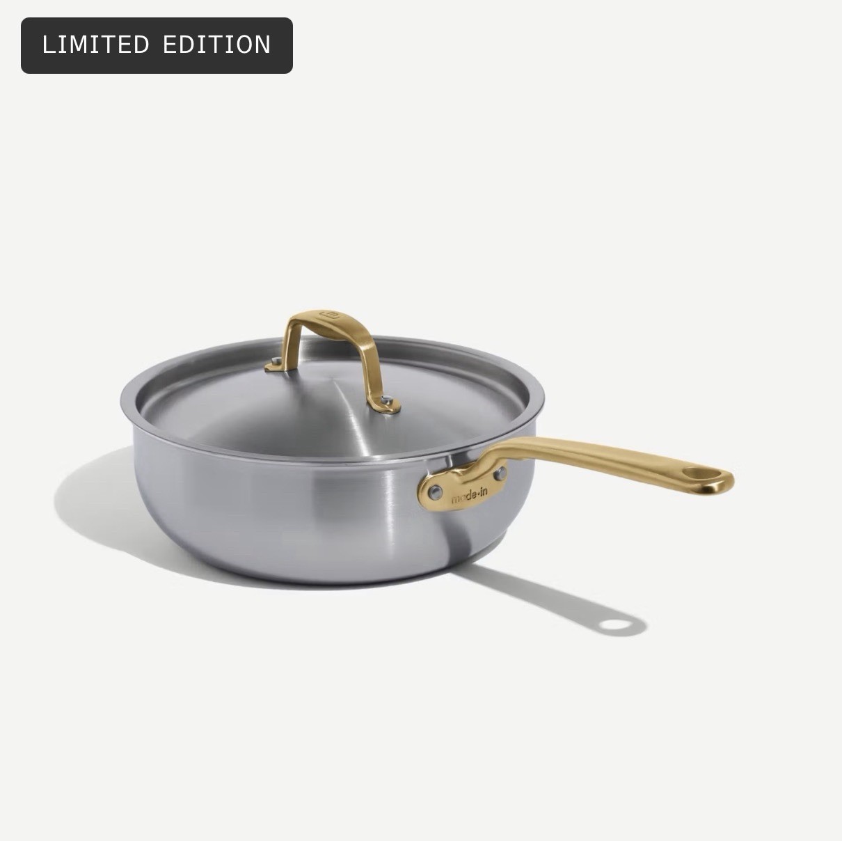 Made in | 3QT Stainless Steel Saucier w/ Lid | Limited Edition Antique Brass