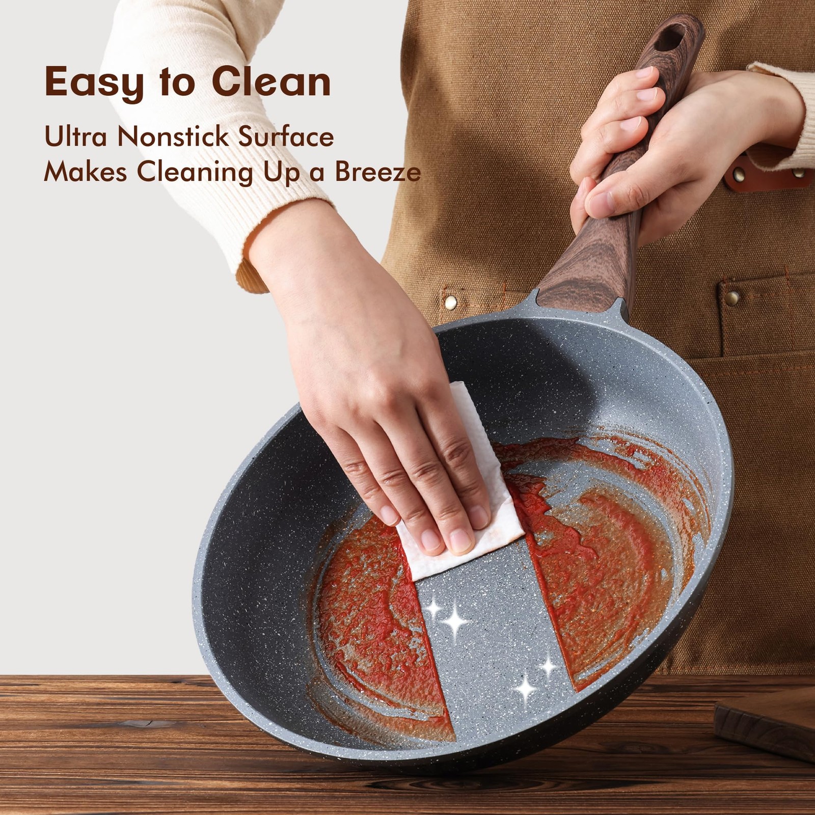 Frying Pan Nonstick Swiss Granite Coating PFOA Free 8 Inch 8/9.5/10/11/12.5 Inch