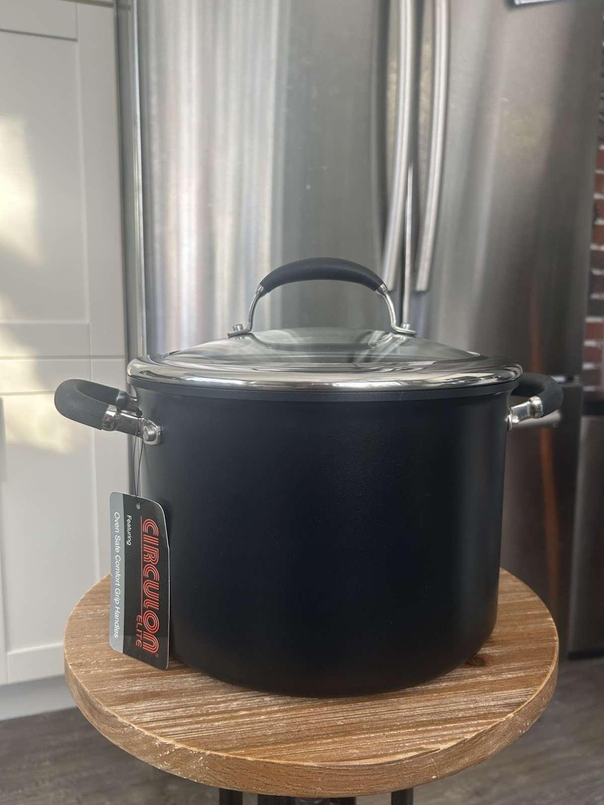 Circulon Elite Hard-Anodized Non Stick 8qt/7.6L Stock Pan Pot With Glass Lid New