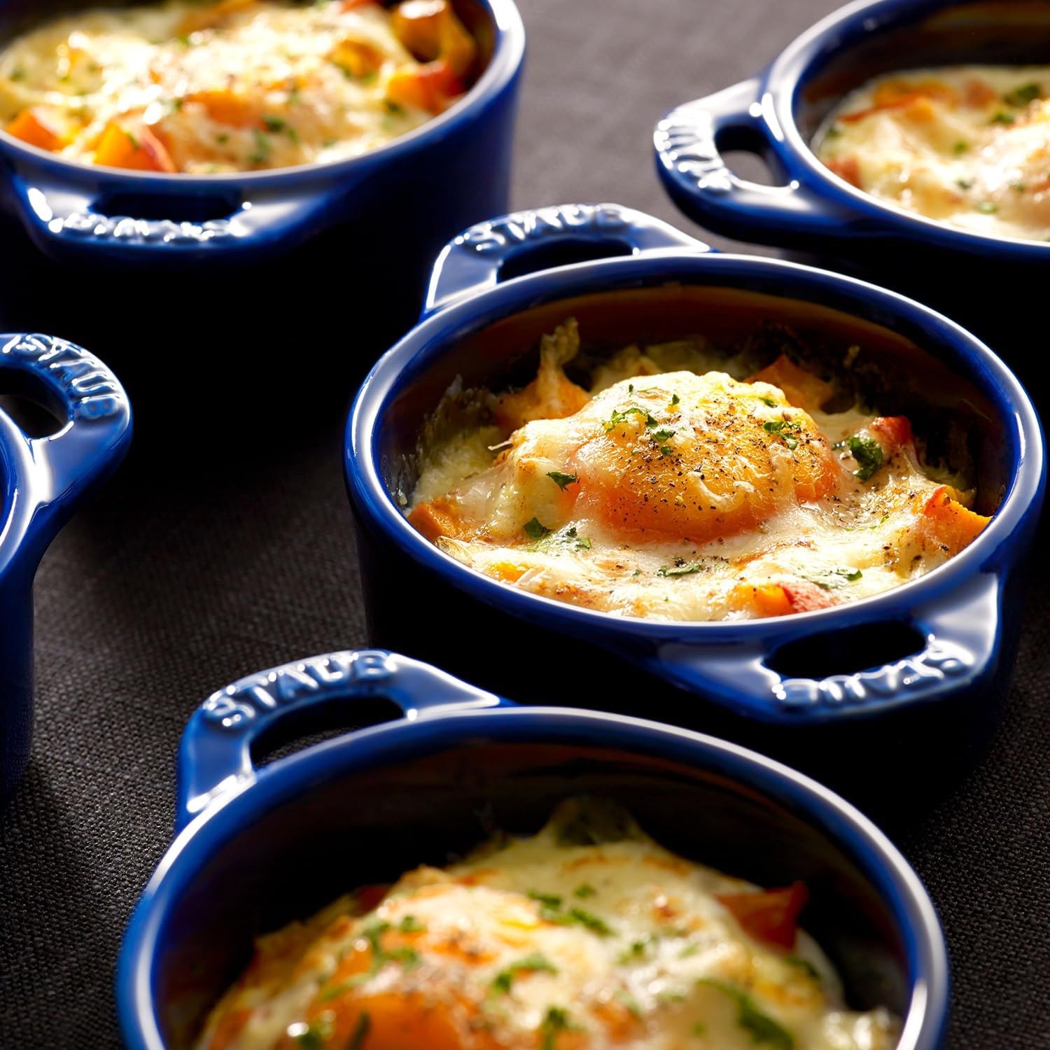 Ceramic Dutch Oven 3-piece Mini Round Cocotte Dark Blue