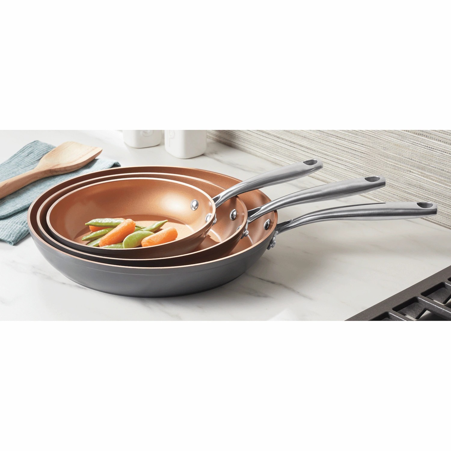 Gotham Steel Pro Set of 3 Nonstick Hard Anodized Fry Pans – Free Shipping