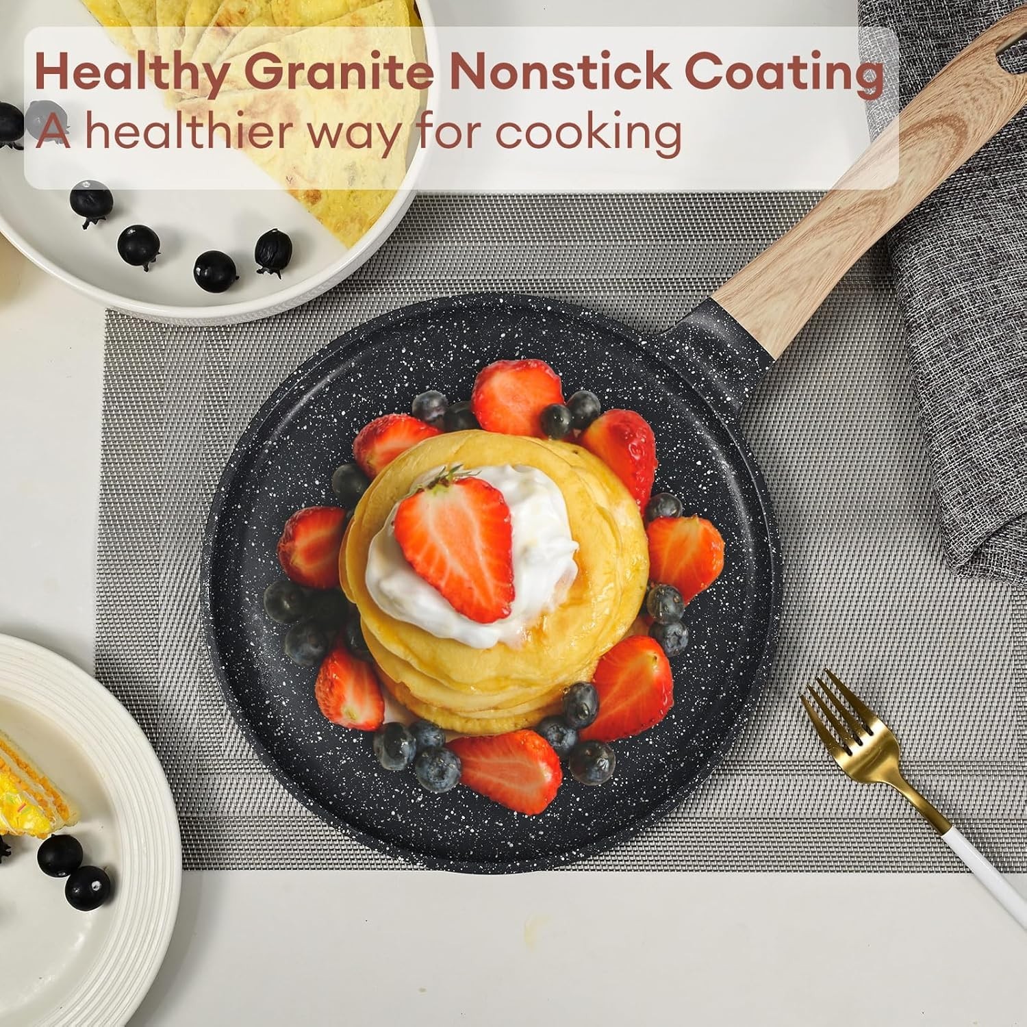 Crepe Pan Nonstick, 9.5 Inch Comales Para Tortillas Griddle Pan for Stove Top…