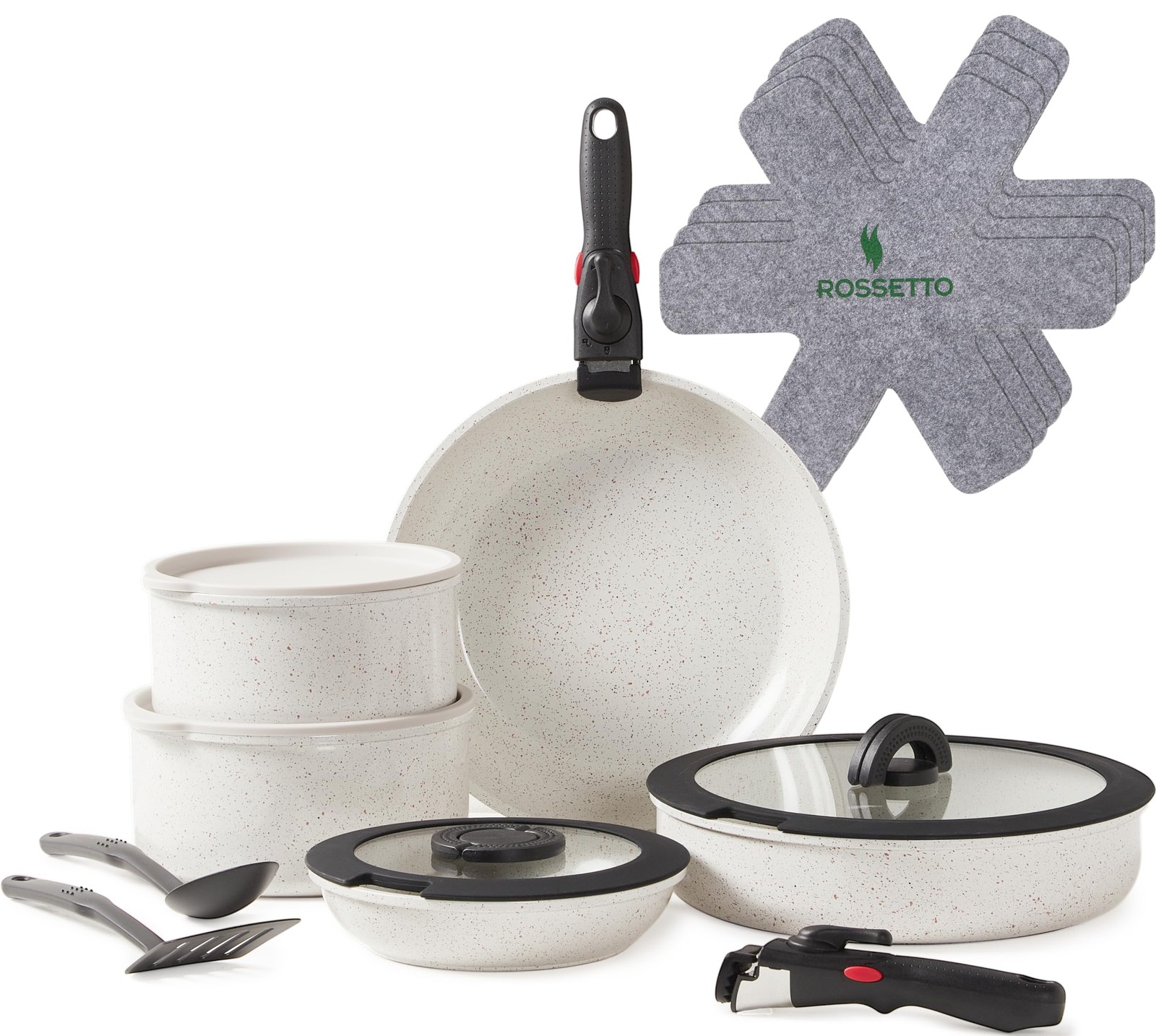 17pcs Pots and Pans Set Non Stick from France, Ceramic Cookware Set with Remo…