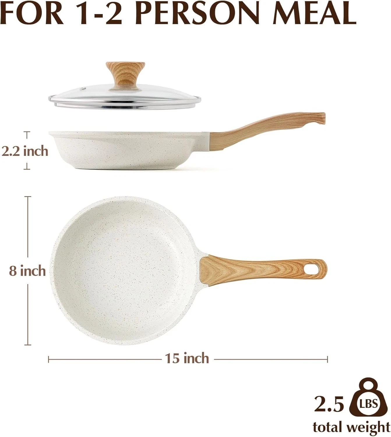 Nonstick Ceramic Frying Pan with Lid 8/9.5/10/11/12.5 Inch Omelet Pan Skillet..,