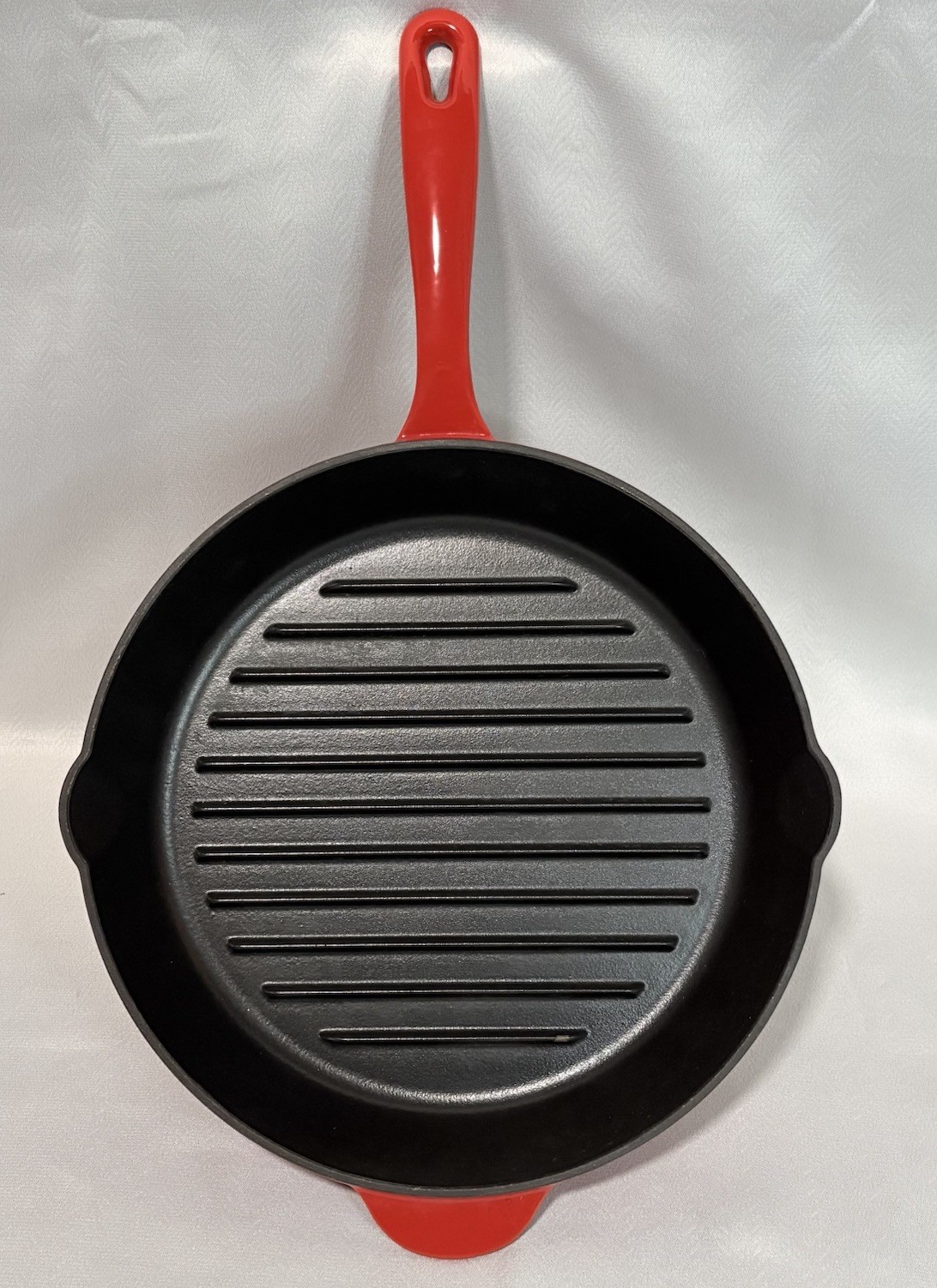 Technique Red Enameled Cast Iron Grill Skillet Pan 12” Dual Spouts QVC