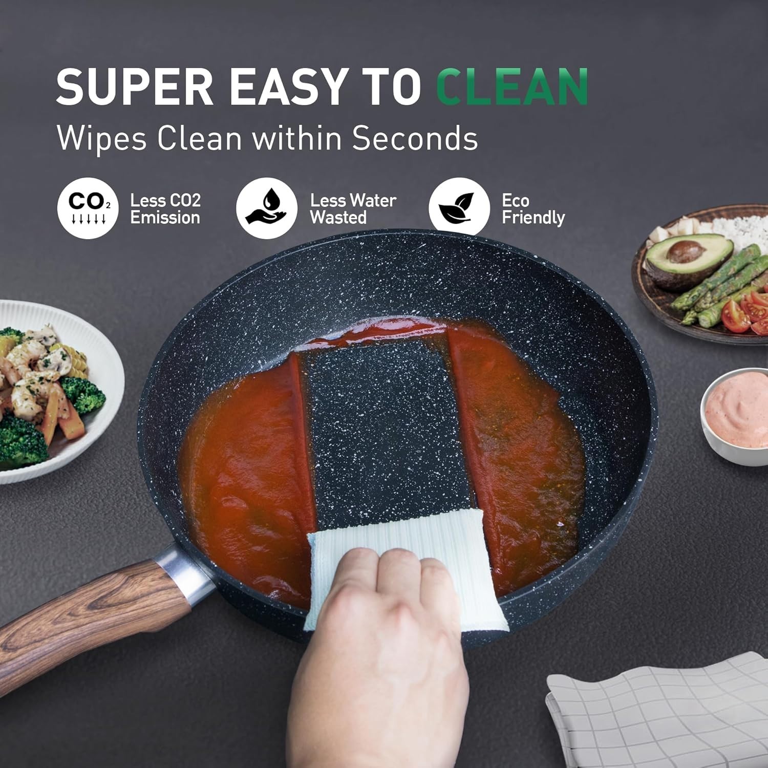 12 Pieces Pots & Pans Set Kitchen Nonstick Cookware Set Granite Coated with Lids
