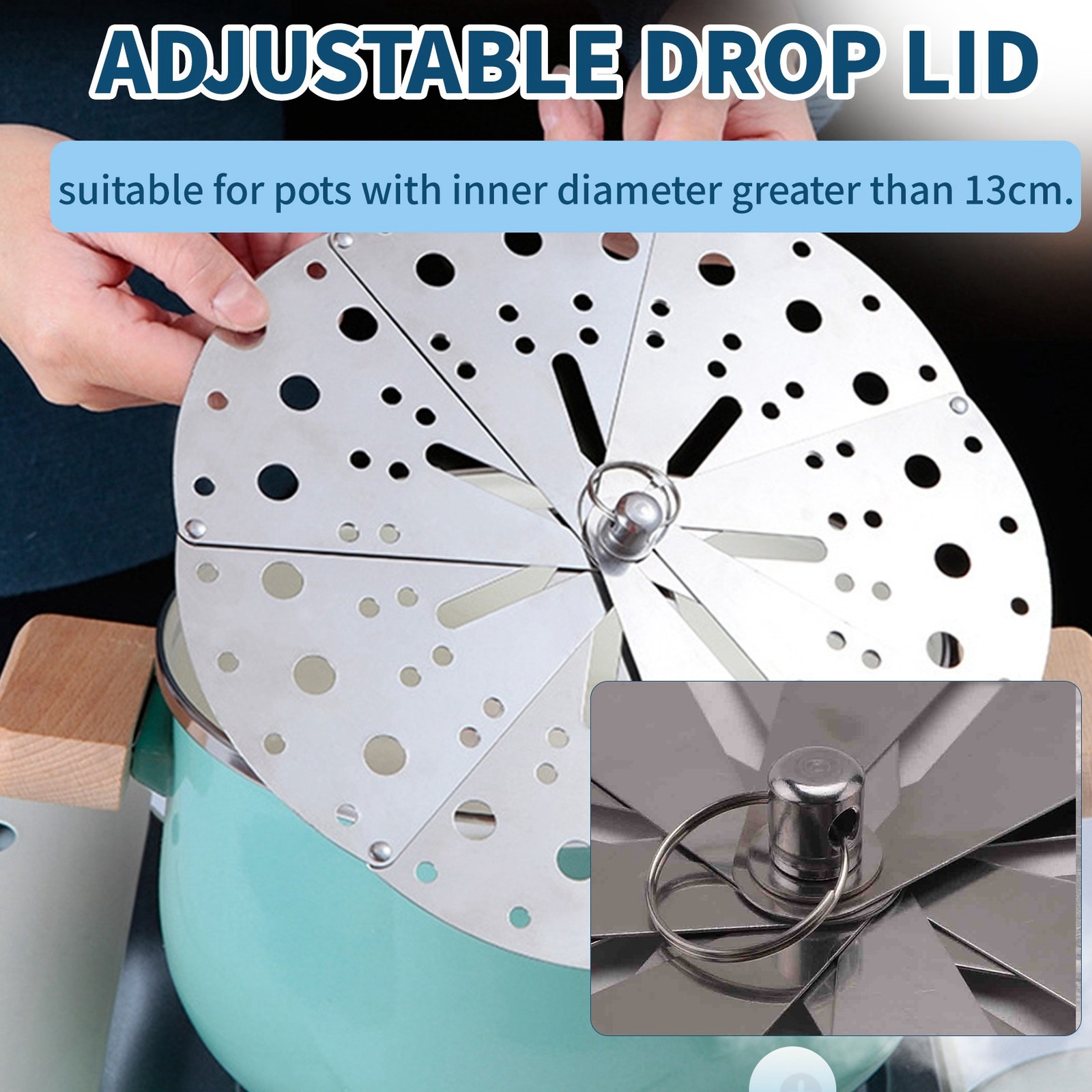 Stainless Adjustable Drop Lid Simmering Food Pot Cover -Overflow Cover4804