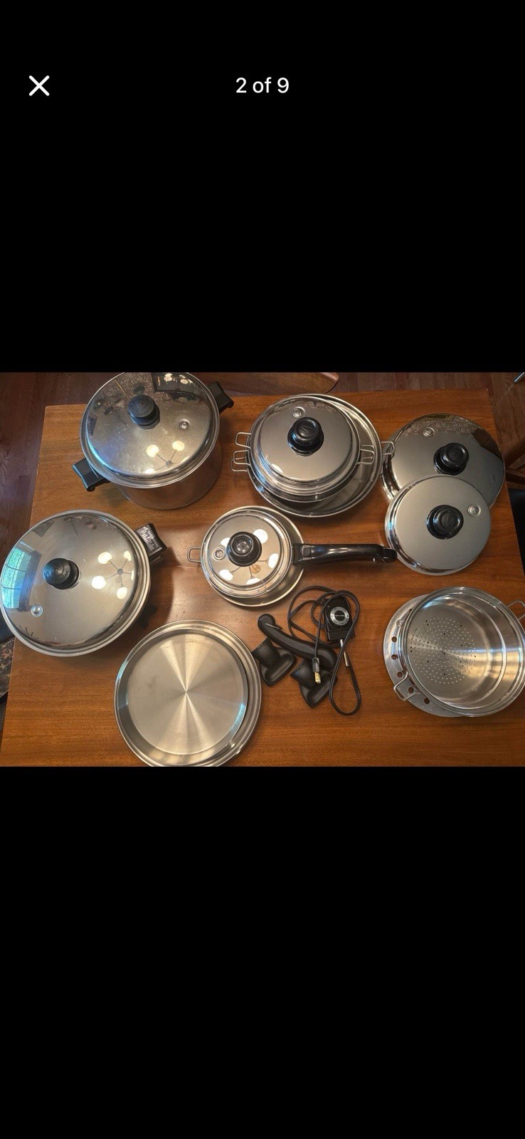 Saladmaster 316Ti Titanium Stainless Steel 8-Piece Pan Set w/ Lids Silver/Black