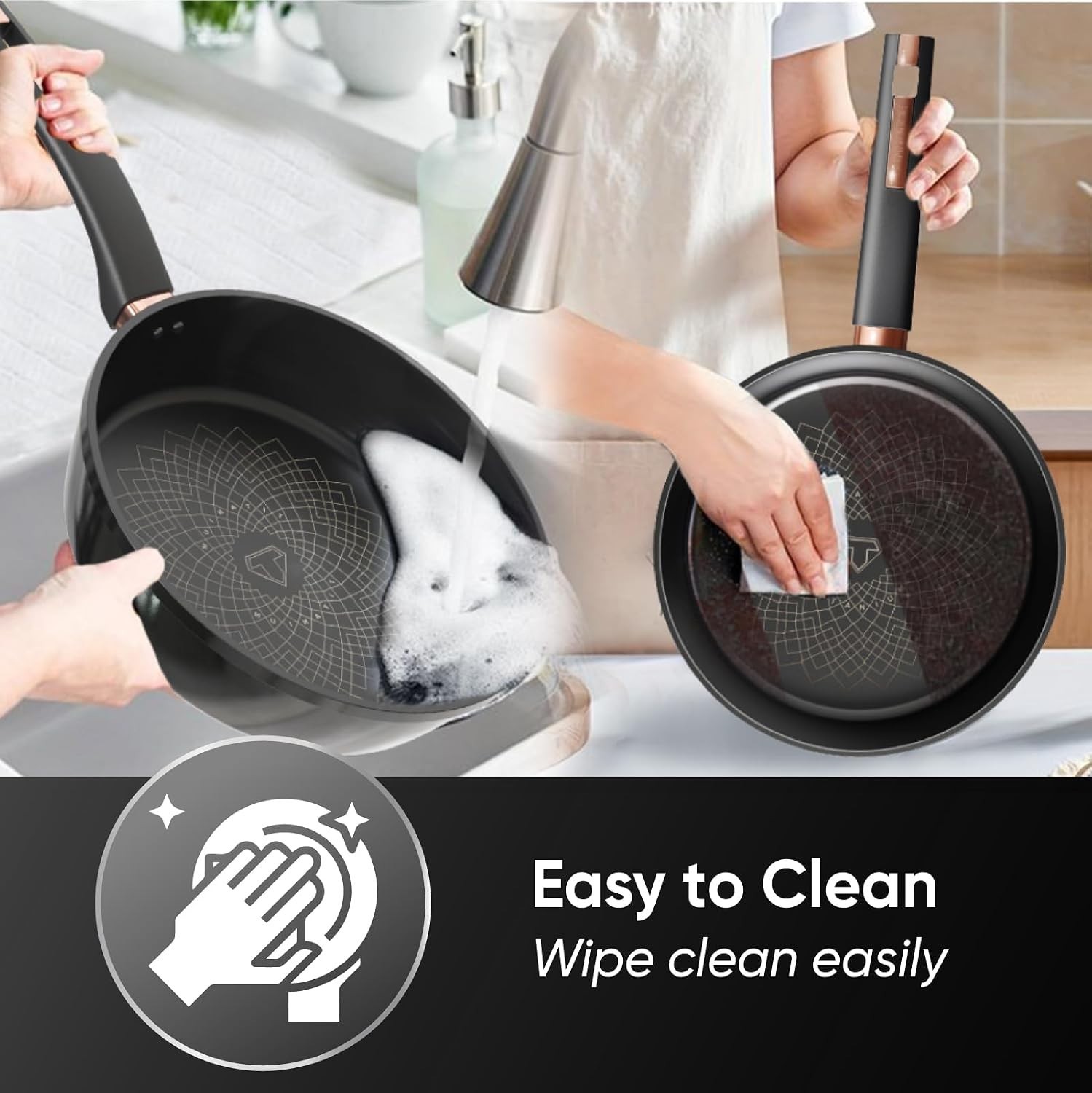 10 Inch Non Stick Frying Pan, Aluminum Skillet with Titanium Coating, PFOA-FR…