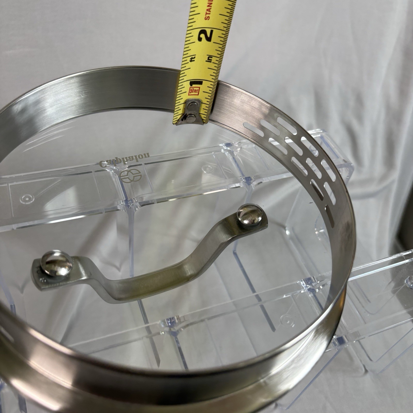 Calphalon Glass Strainer Lid 5.5 Inches Replacement Silver Strainer Rim 1085118