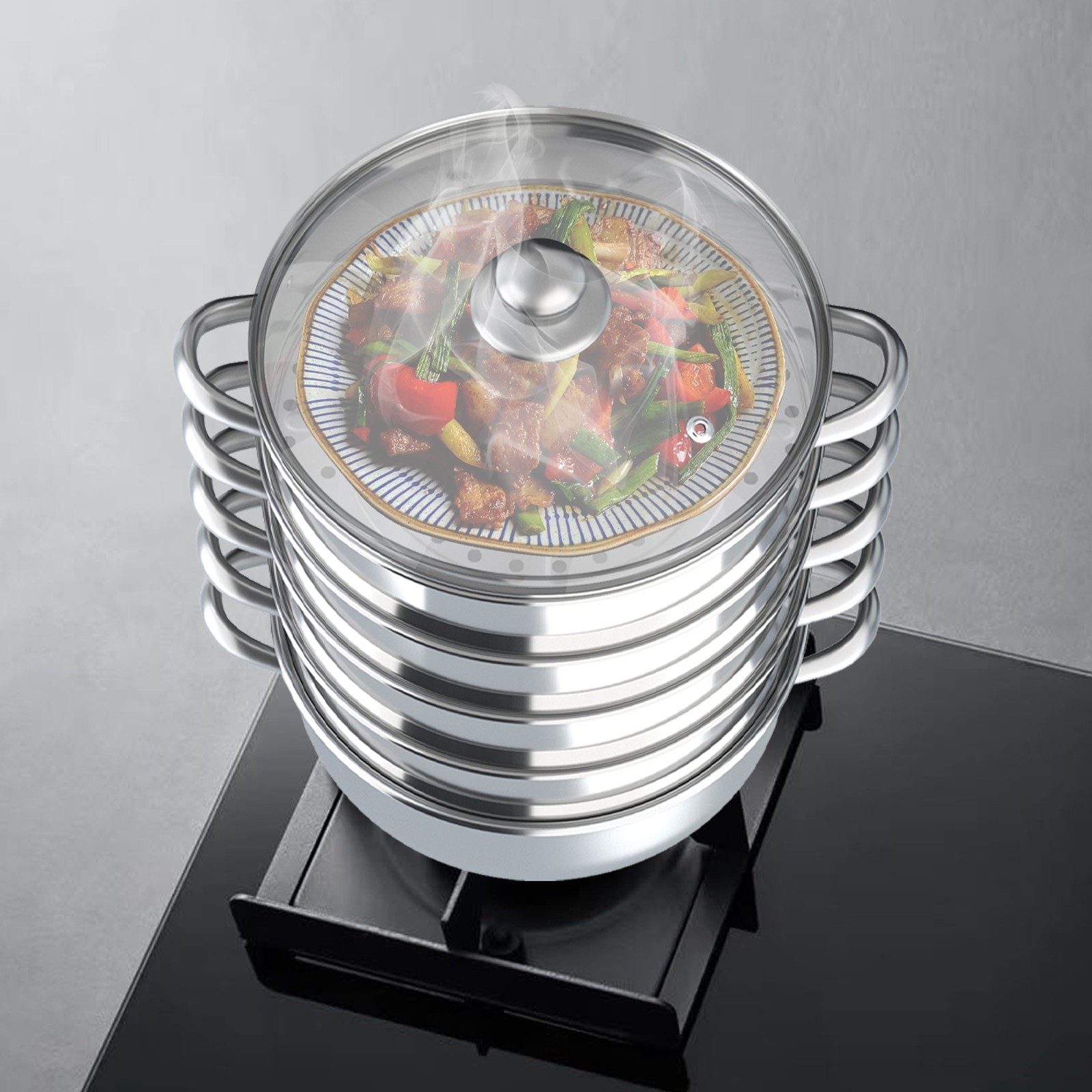 5-Layer Steam Cooker Large Steamer|Domestic Commercial Stainless Steel Steamer