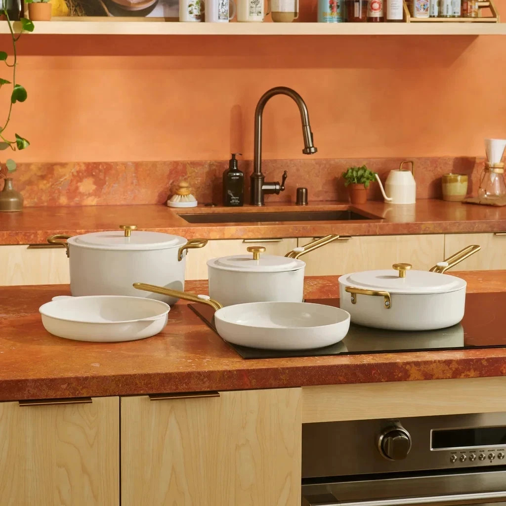 Our Place 8-piece Essentials Healthy Ceramic Nonstick Cookware Set – Cream