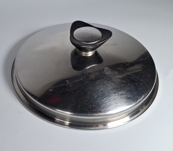 Vintage Stainless Steel RARE LID Tri Horn Triangle Knob Lid ONLY 7 7/8″