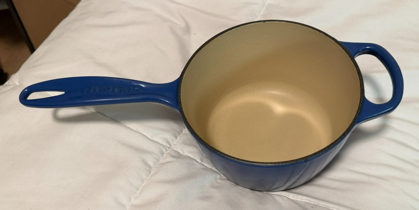 Le Creuset Marseilla Blue 1.75 Quart Enameled Sauce Pan Saucepan