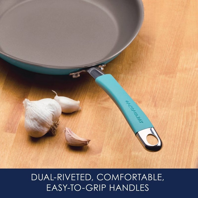 Rachael Ray Cucina Twin Pack Nonstick Frying Pan Set, Blue, 9.25″ & 11″