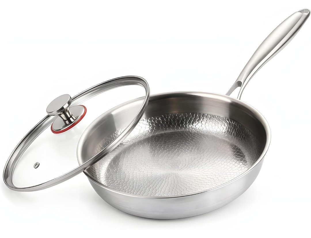 Titanium Frying Pan With Lid 11 Inch Pure Titanium Cookware Skillet Coating-Free