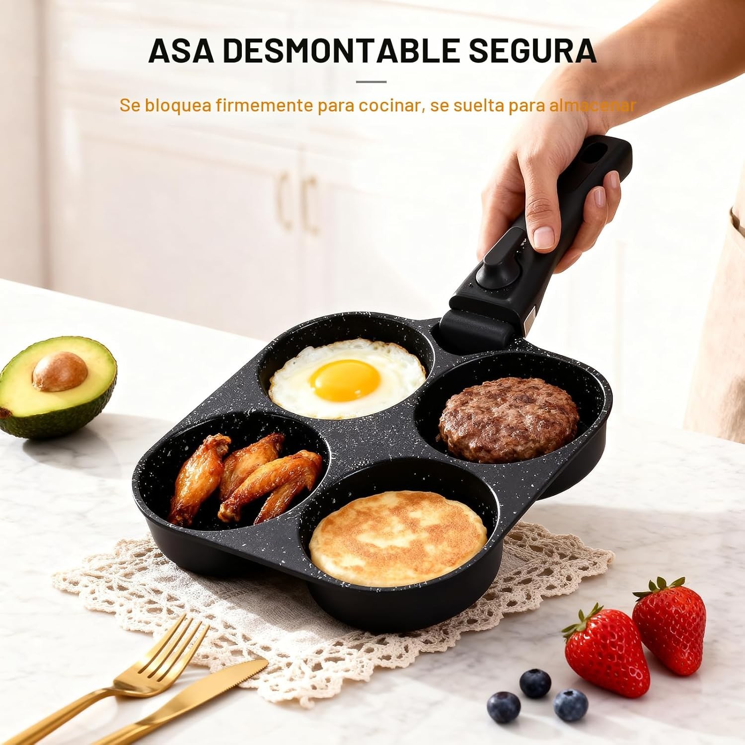 21-Piece Ceramic Pots and Pans Set Non Stick with Detachable Handles and Egg Fry