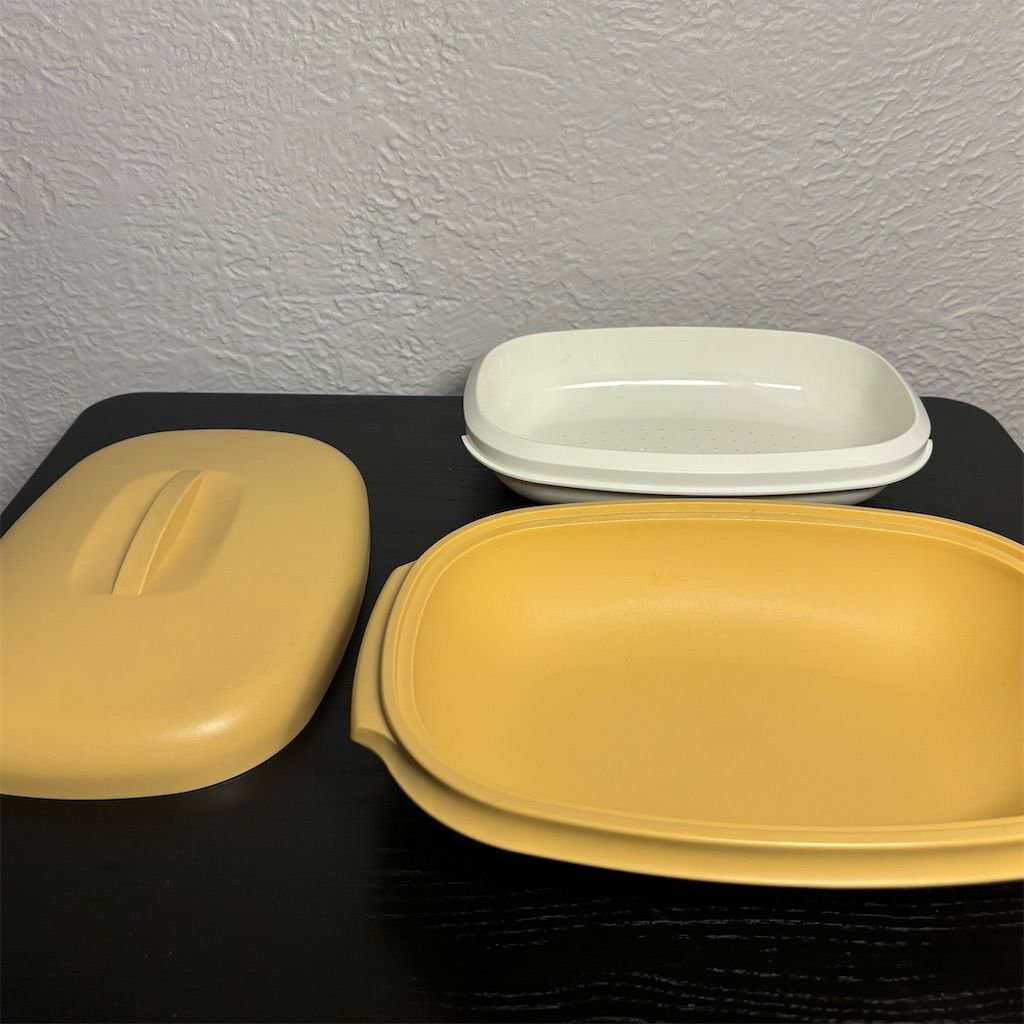 Vintage Tupperware Harvest Gold 3 piece Steamer