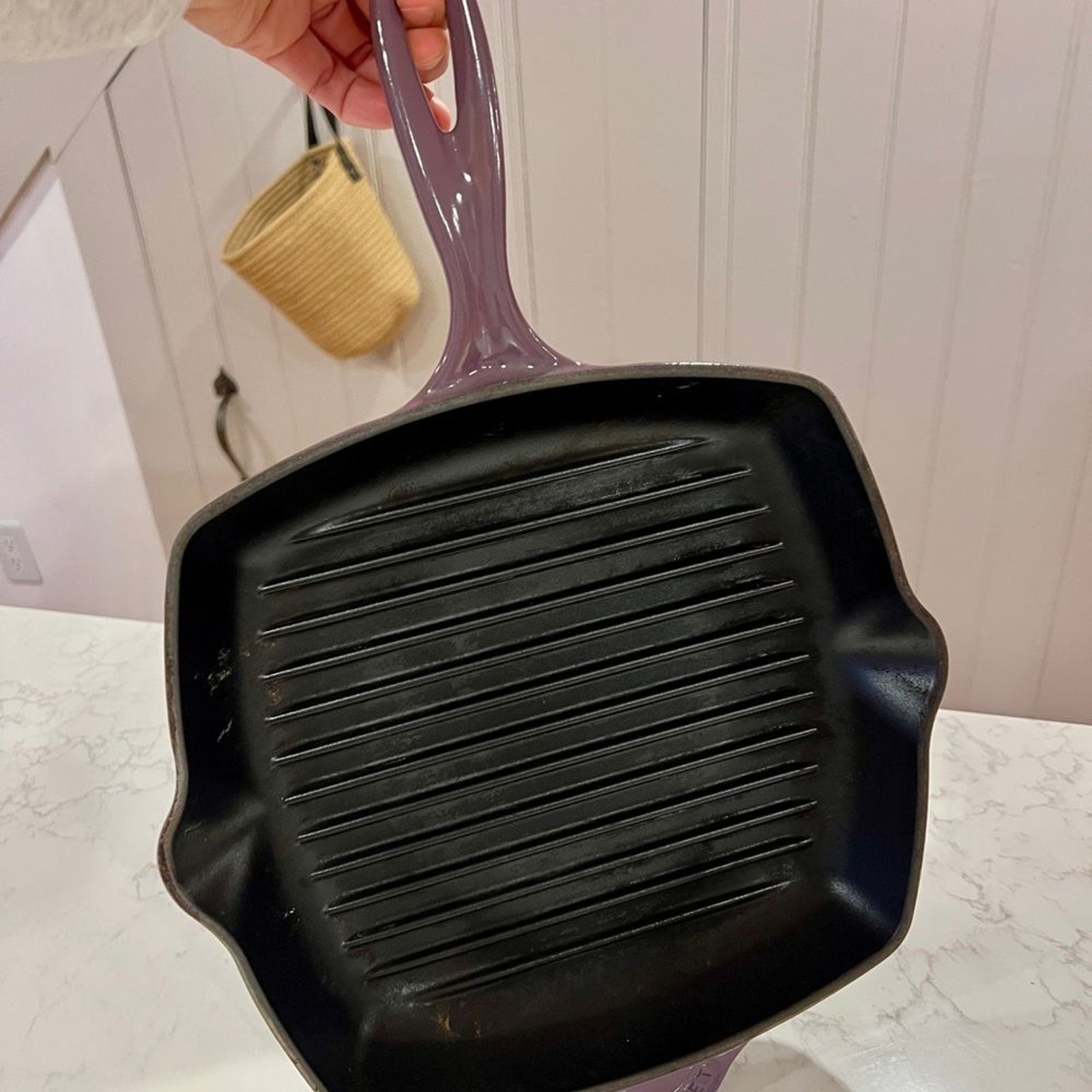 Le Creuset 10.25″ Enameled Cast Iron Skillet Grill, Discontinued Cassis, France