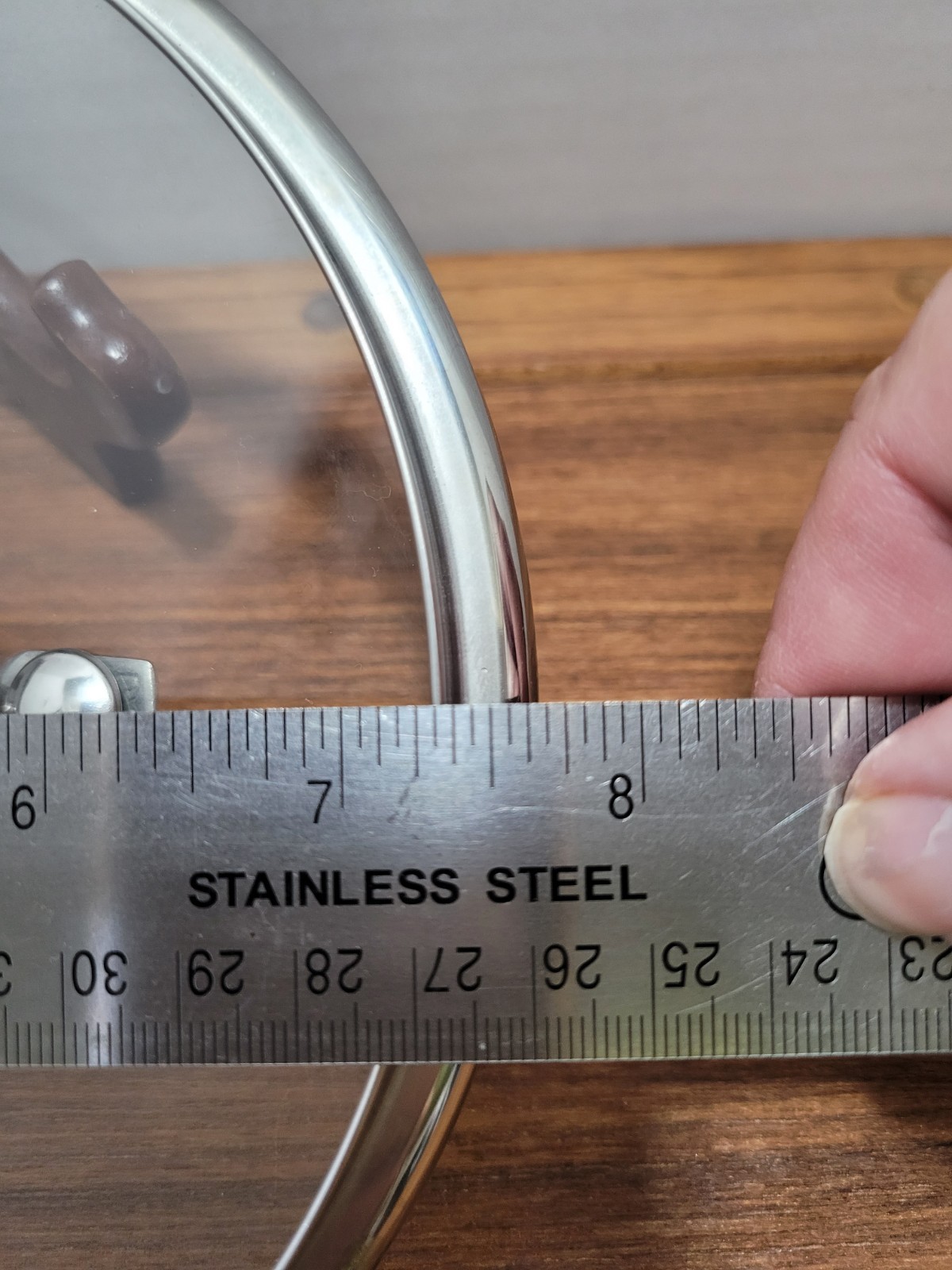 Viking Cookware Replacement Glass Lid 7 5/8″ OD Metal Edges And Handle 7″ ID