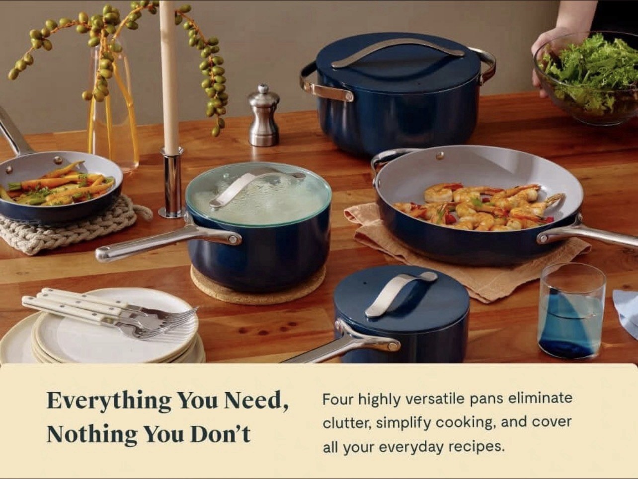 Caraway Ceramic Non-Stick Twelve-Piece Pan Set in Sage with Lids and Organizers