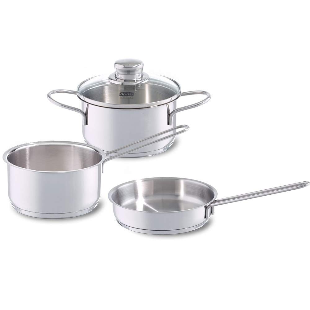 Fissler Stainless Steel Snacky Set Casserole 14cm Saucepan 14cm Frypan 16cm IH G