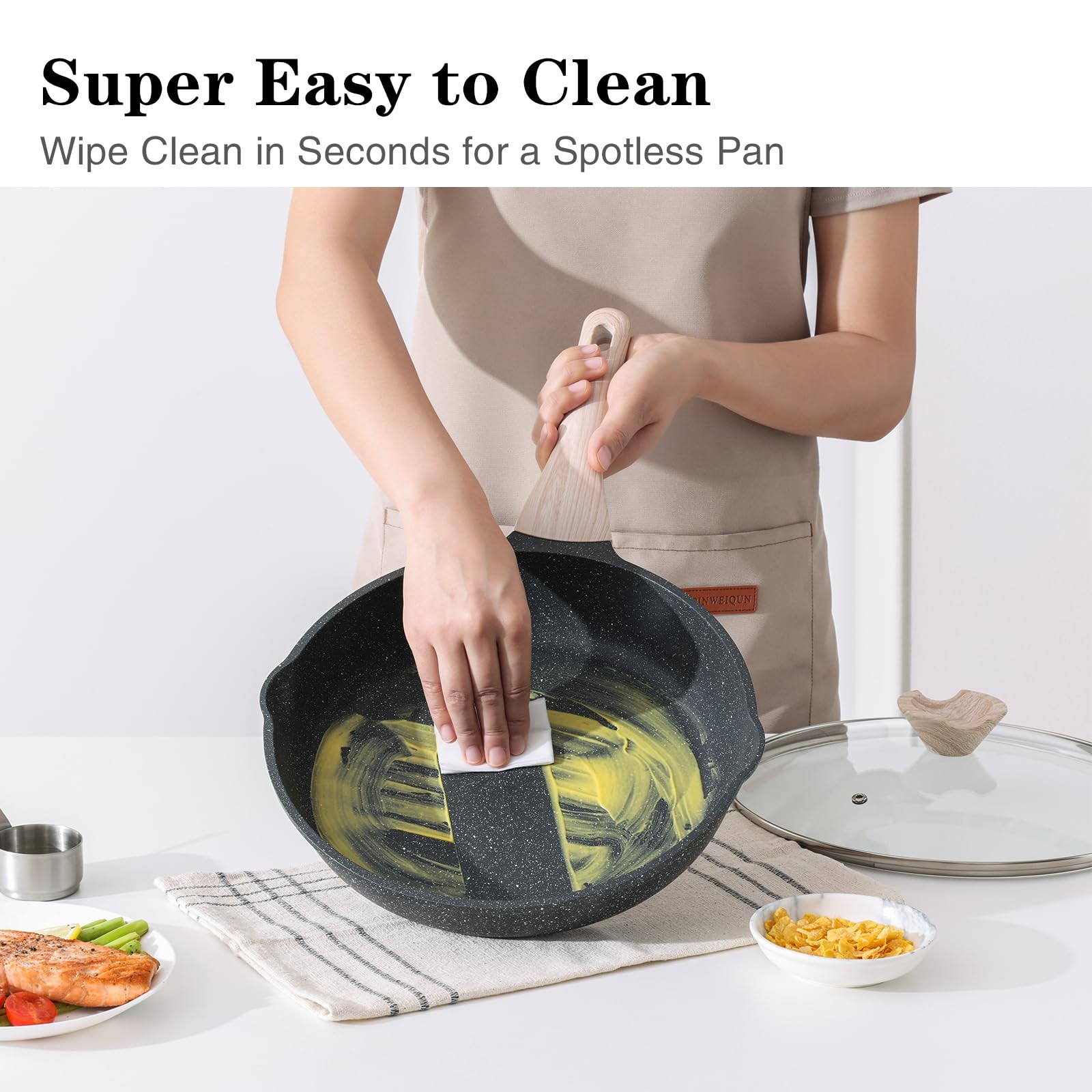 Frying Pans Nonstick with Lid, 12.5 Inch Large Skillet with Lid, Induction Co…
