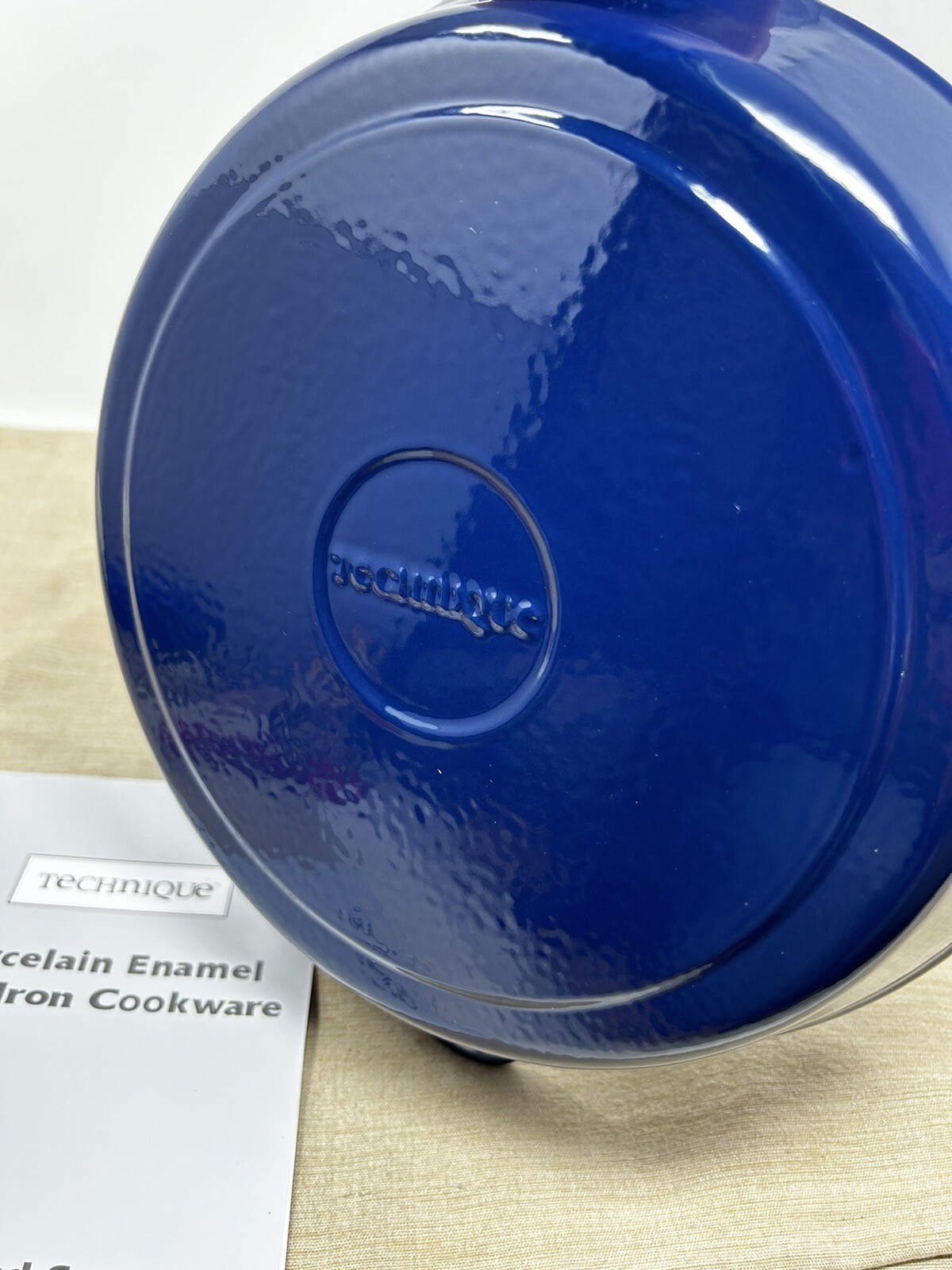Technique Enamel Cast Iron 10″ Round Grill Pan-Blue