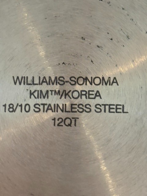 Williams Sonoma Kim/Korea 12 Quart Stainless Steel Pot 18/10 with Lid