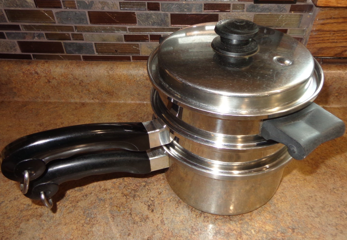 Vintage SaladMaster Stainless Steel 8″ Saucepan Steamer Double-Boiler Vapo-Lid