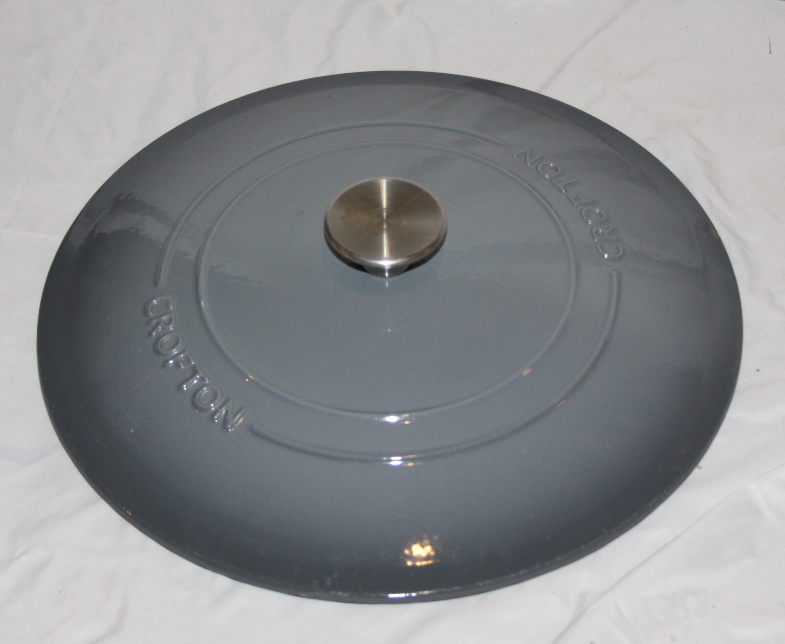 Crofton Gray Enamel Ware Cast Iron Dutch Oven LID Only 12.25″ for Le Creuset?
