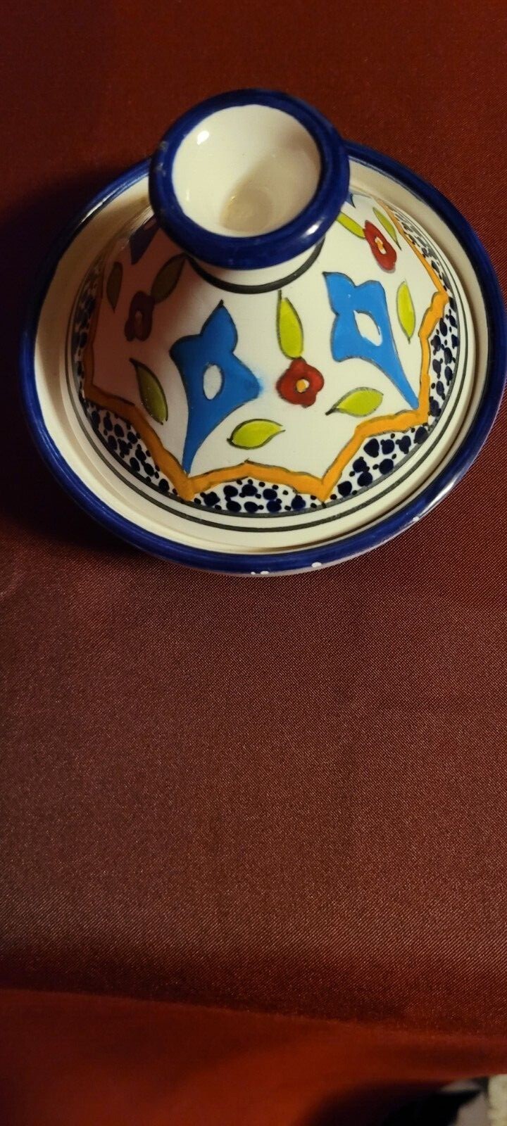 mini Maroccan tagine used for spices and ssuces multicolored.