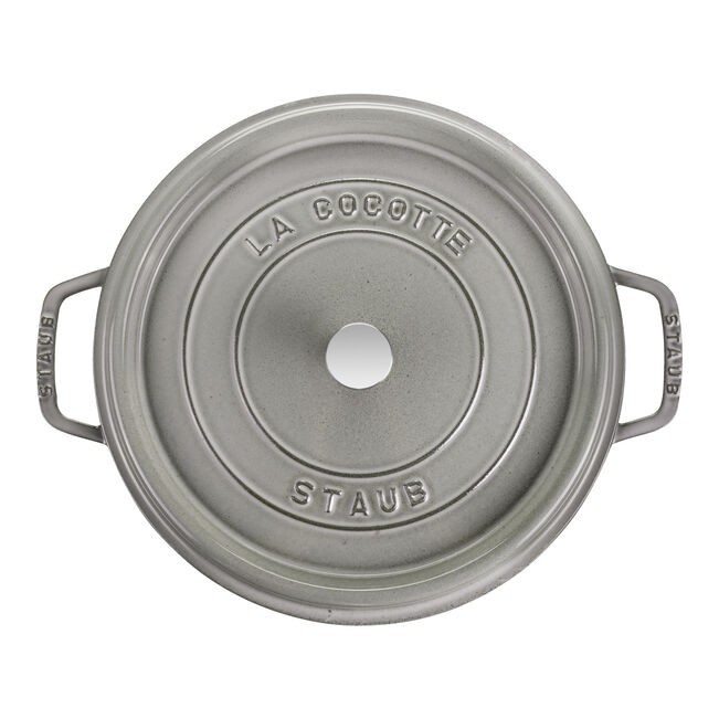 Staub Cast Iron Round Cocotte – Graphite Grey, 1.25-qt, Made in France
