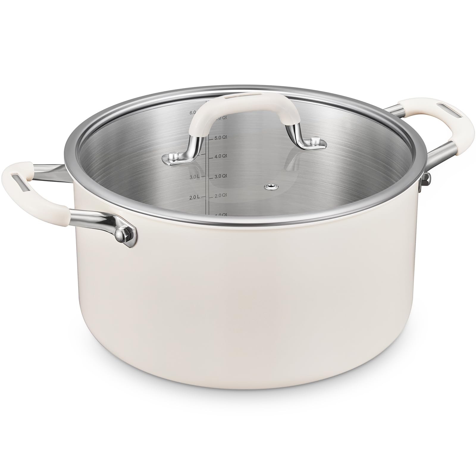 10 Quart Tri-Ply Stainless Steel Stock Pots with Lid, Induction Soup Pot with…