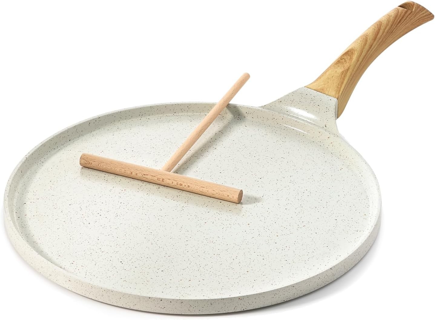 12 Inch Ceramic Non-Stick Crepe Pan Induction Cookware Pancake Skillet White