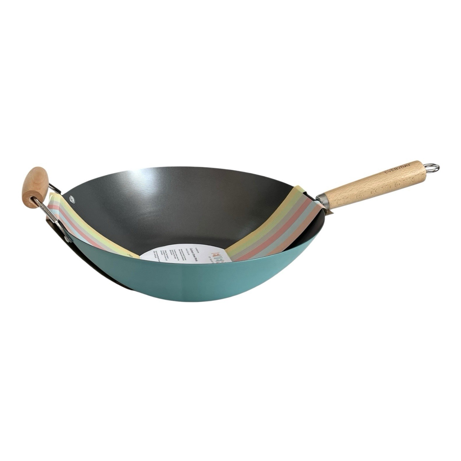 Martha Stewart Everyday Clarkston 14″ Carbon Steel Wok Nonstick Beechwood NIB