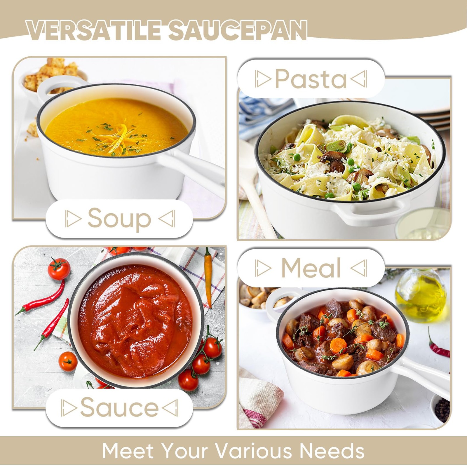 TeamFar 3QT Enameled Cast Iron Sauce Pan, Small Sauce Pot with Lid, Mini Dutch O